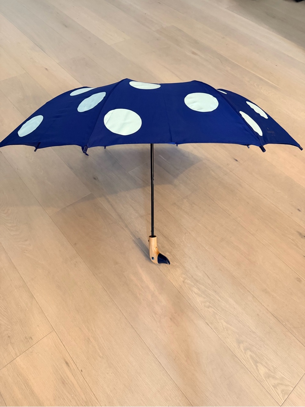 kate spade Royal Blue Compact Umbrella with Duck-Head Handle - Picture 2 of 9